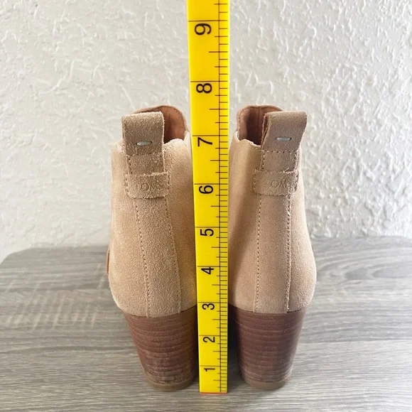 Toms Kelsey Tan Brown Casual Leather Wedge Ankle Booties Boots Shoes Size 8.5 - Picture 6 of 12